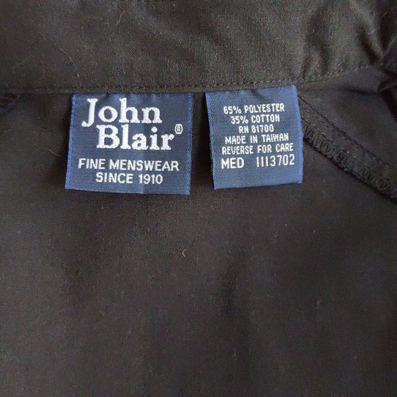 Vintage John Blair 80’s/90’s Black Zipper Shirt Sz M - Picture 6 of 8